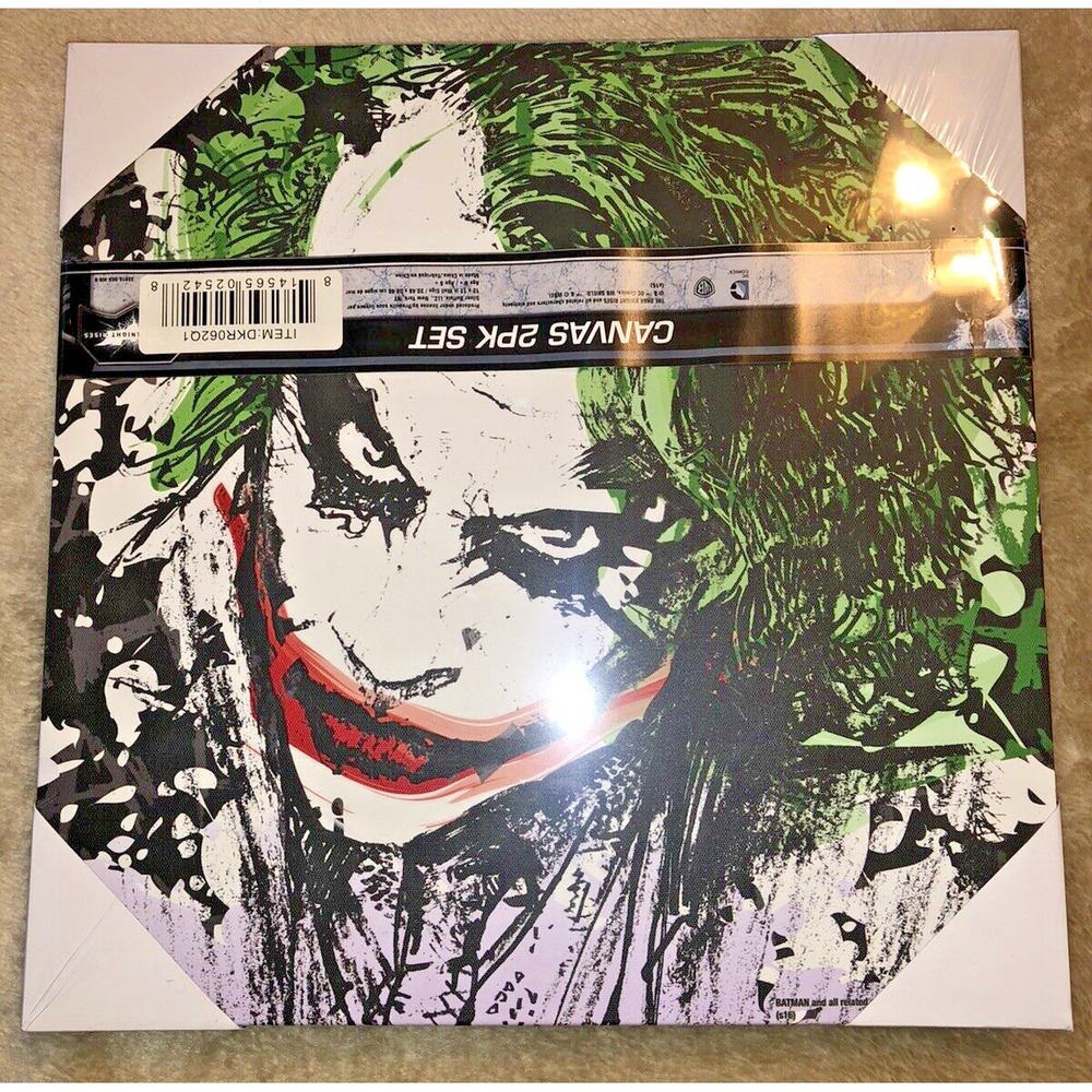 New DC Comics Dark Night Rises Canvas Wall Art 2 Pack Joker Batman 12x12